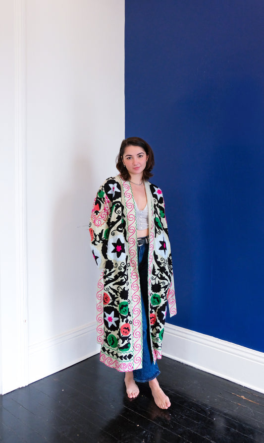 Arbor Long Canvas Reversible Suzani Coat