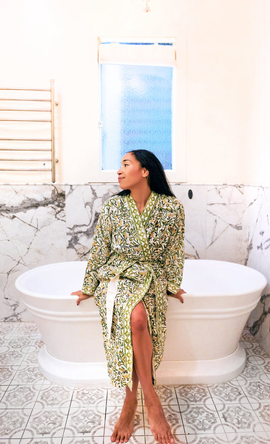 Herb Cotton Waffle Robe
