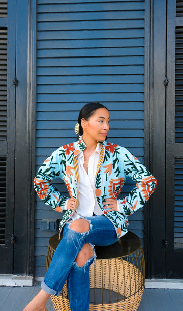 Seville Short Canvas Reversible Suzani Jacket
