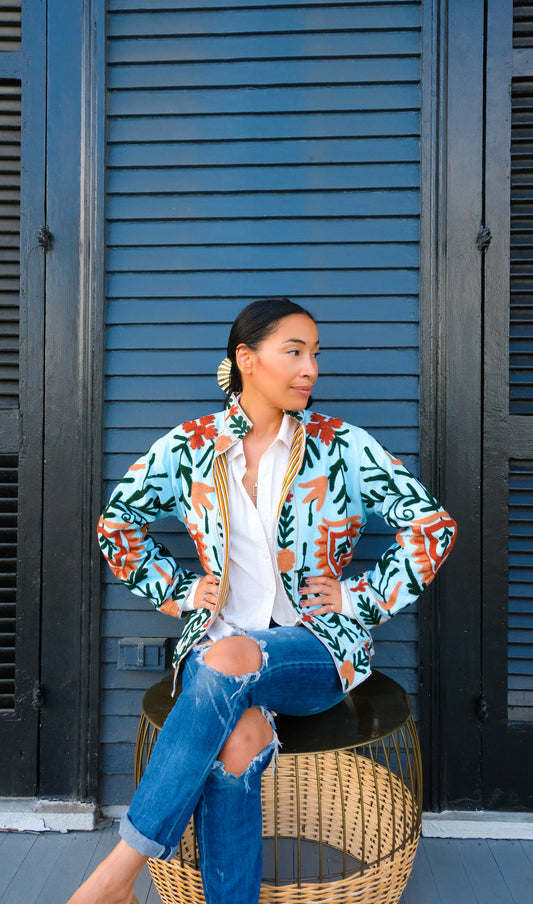 Seville Short Canvas Reversible Suzani Jacket