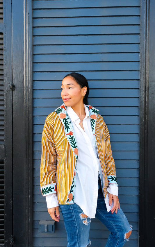 Seville Short Canvas Reversible Suzani Jacket
