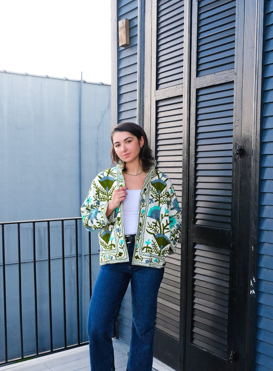 Neem Short Canvas Reversible Suzani Jacket