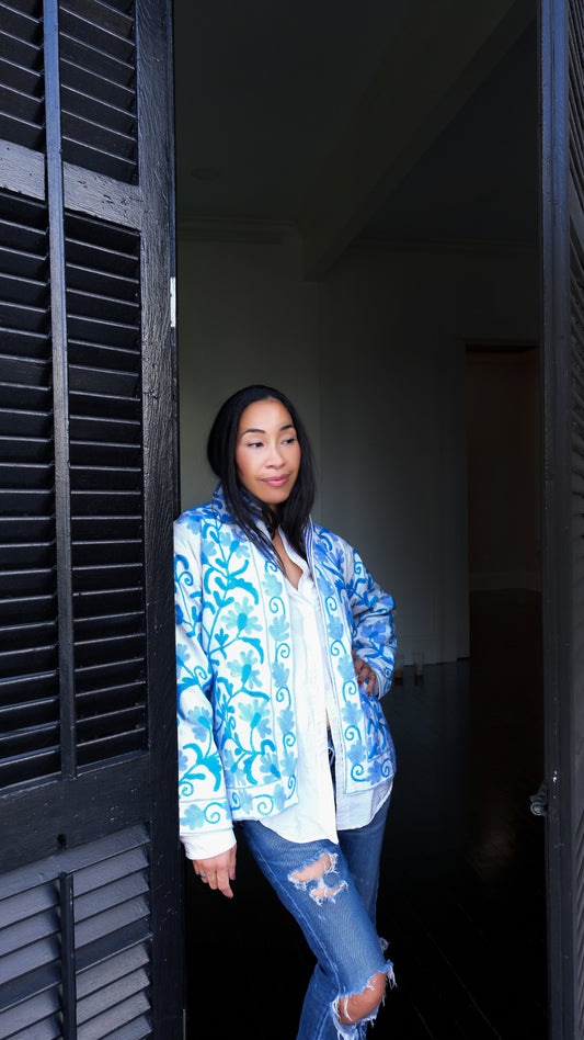 Amalfi Short Canvas Reversible Suzani Jacket