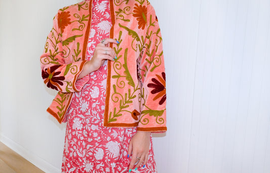 Jaipur Short Velvet Reversible Suzani Jacket
