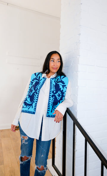 Capri Short Canvas Reversible Suzani Vest