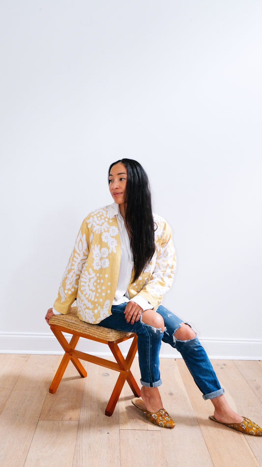 Wheat Short Canvas Reversible Suzani Jacket