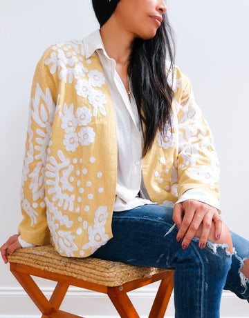 Wheat Short Canvas Reversible Suzani Jacket