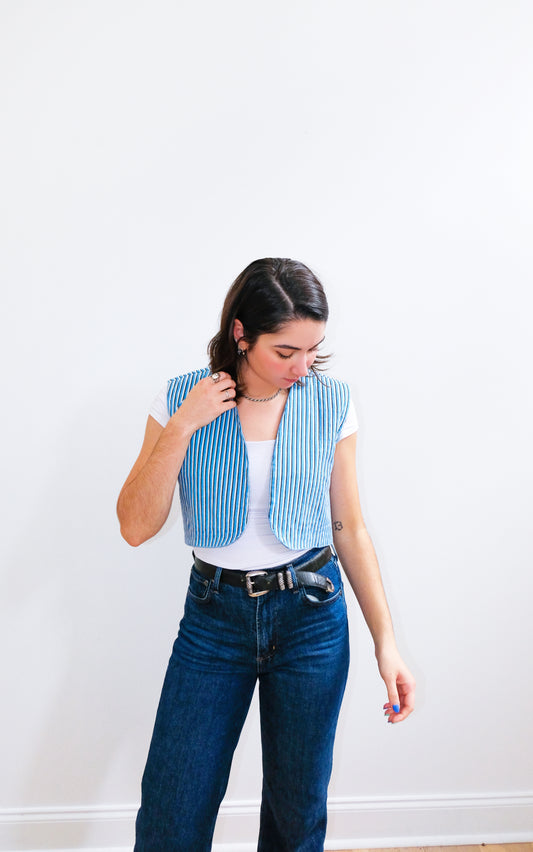 Mist Short Velvet Reversible Suzani Vest