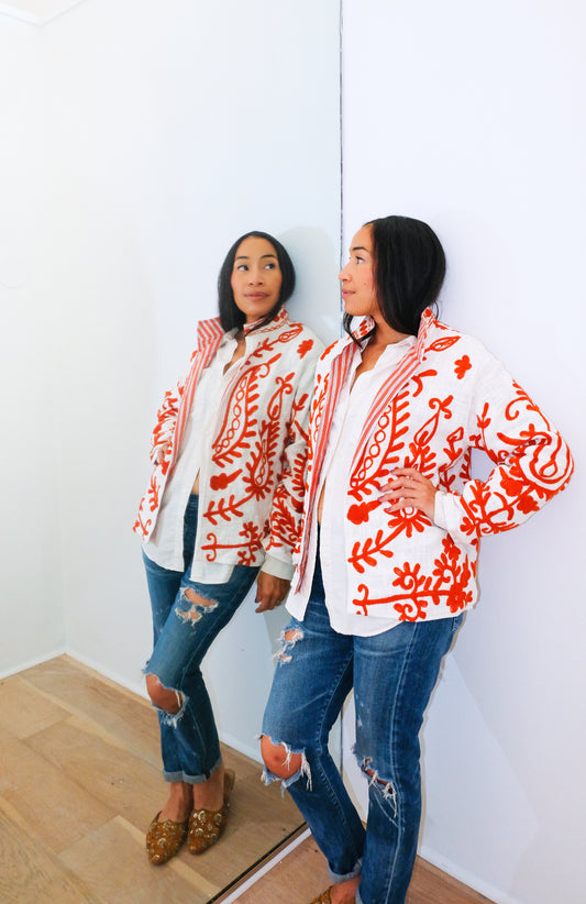 Sienna Short Cotton Slub Reversible Suzani Jacket