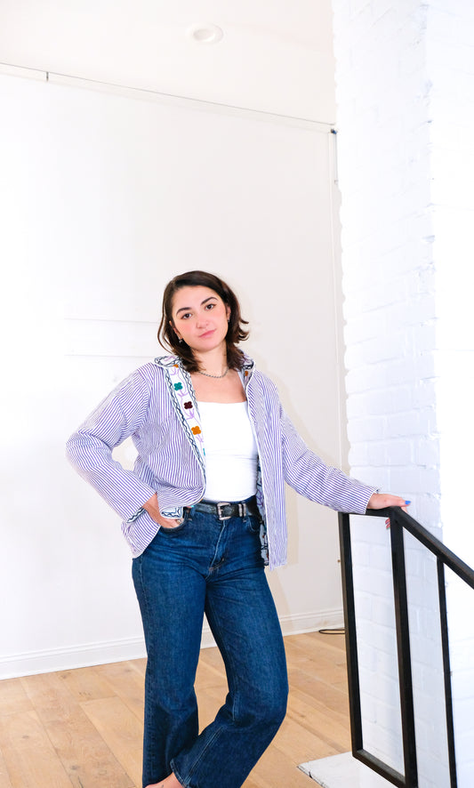 Bacchanalia Short Cotton Slub Reversible Suzani Jacket