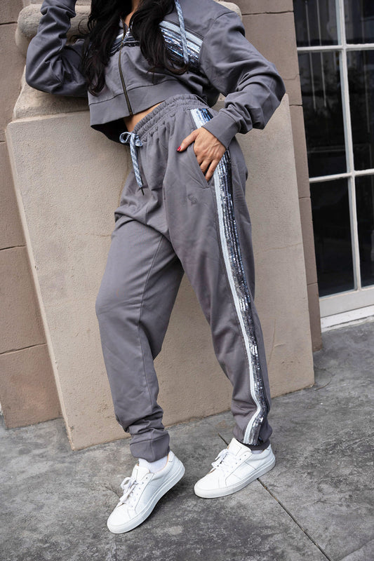 Cinder Sequin Side Stripe Joggers